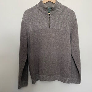 Woolrich Sweater Mens Large Brown Lambswool 1/4 Zip Pullover